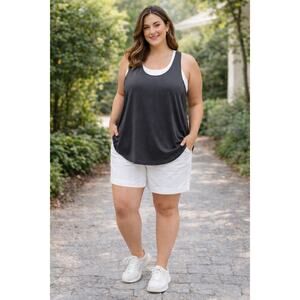 Athletic Tank Top Women 1X Black Racerback Sleeveless Sports Shirt - B012